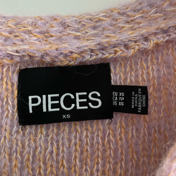 Pieces slouchy cardigan in lavender and orange knit - Picture 2 of 2